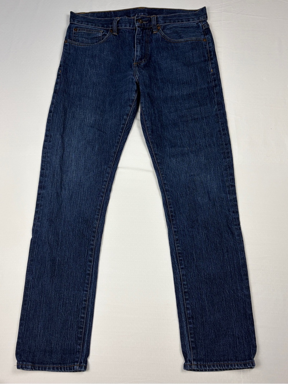 Brooks Brothers 901 Slim Straight Red Fleece Denim Jeans Mens 33 x 31 Dark Blue